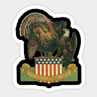 Turkey Shoving Eagle Funny Sticker